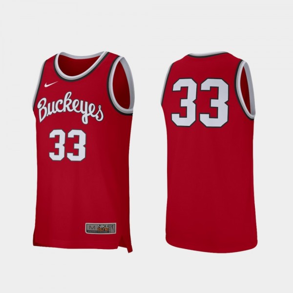 Ohio State Buckeyes #33 Men's Retro Performance College Basketball Jersey - Scarlet